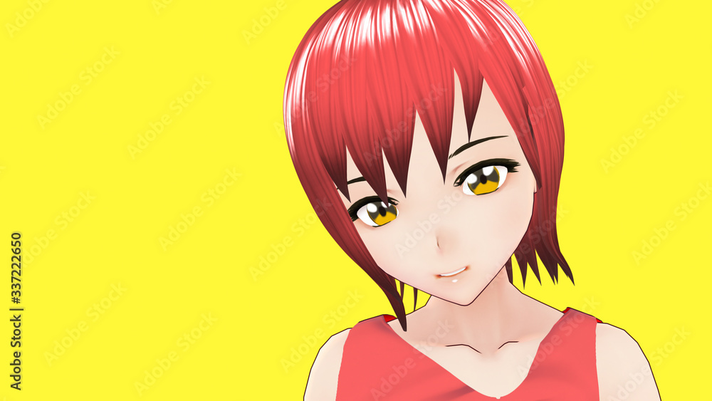 Anime Girl Cartoon Character Japanese Girl with a smile and Background it's Anime Manga Girl from Japan	