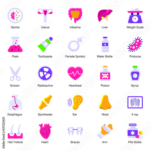 Pack Of Healthcare Flat Icons 
