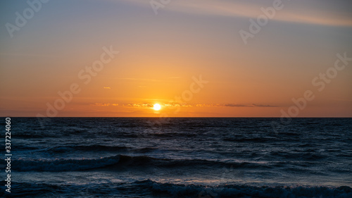 Panoramic view of a beautiful sunset over the sea.