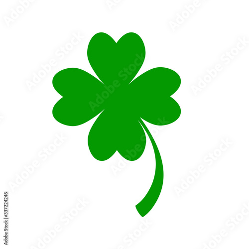 Green clover leaf for happy Patrick Day like lucky symbol on white, stock vector illustration