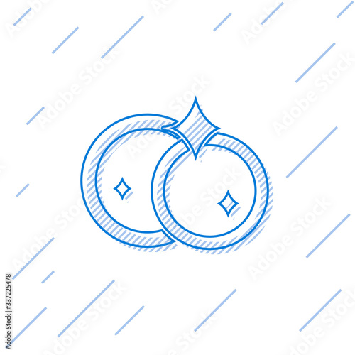 Blue line Washing dishes icon isolated on white background. Cleaning dishes icon. Dishwasher sign. Clean tableware sign. Vector Illustration