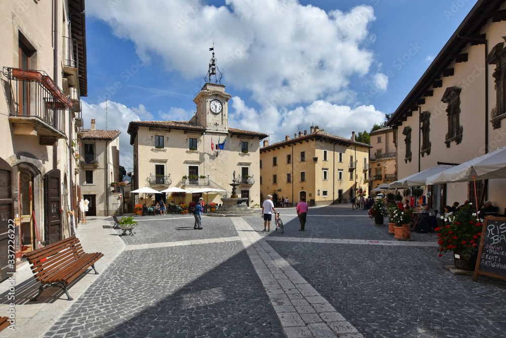 View of a square in Pescocostanzo, Italy