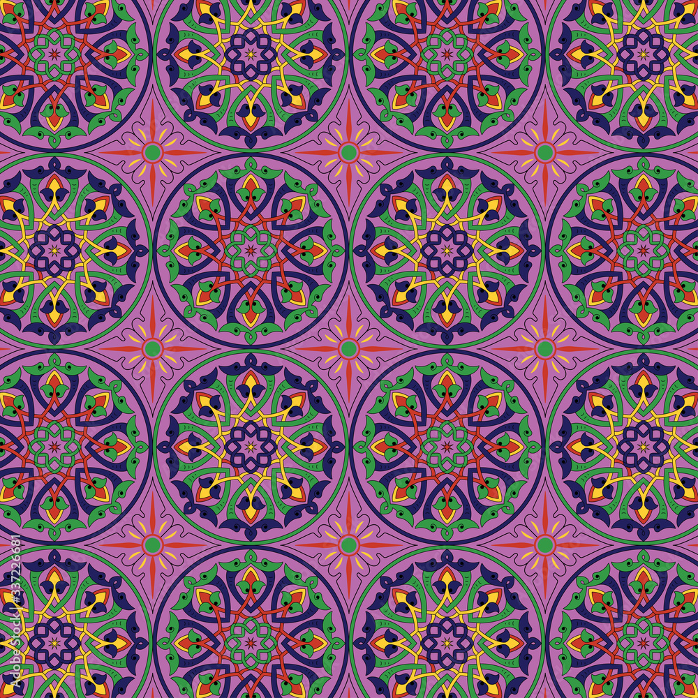 colorful circular mandala seamless pattern. ethnic repeat pattern in indian, persian, moroccan motifs. mandala seamless vector illustration.