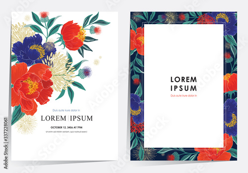Vector illustration of a beatiful floral frame set for Wedding, anniversary, birthday and party. Design for banner, poster, card, invitation and scrapbook
