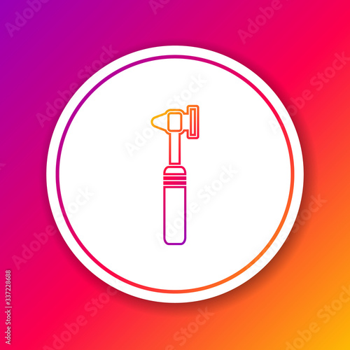 Color line Medical otoscope tool icon isolated on color background. Medical instrument. Circle white button. Vector Illustration