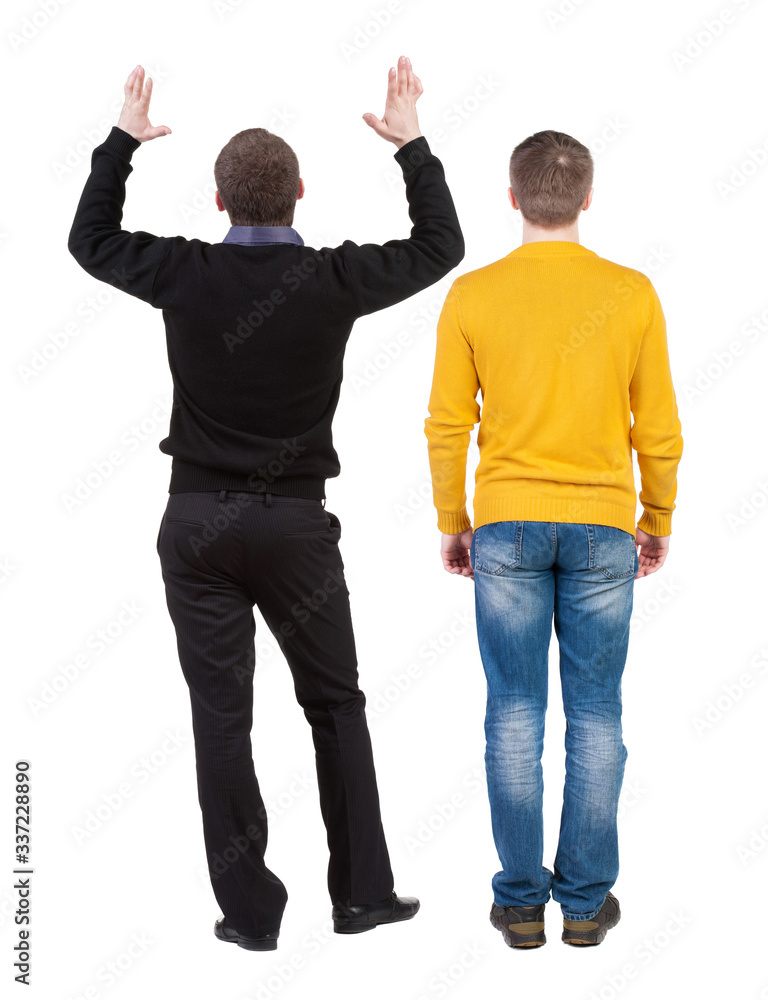 Back view two man in sweater. Back view two man in sweater.