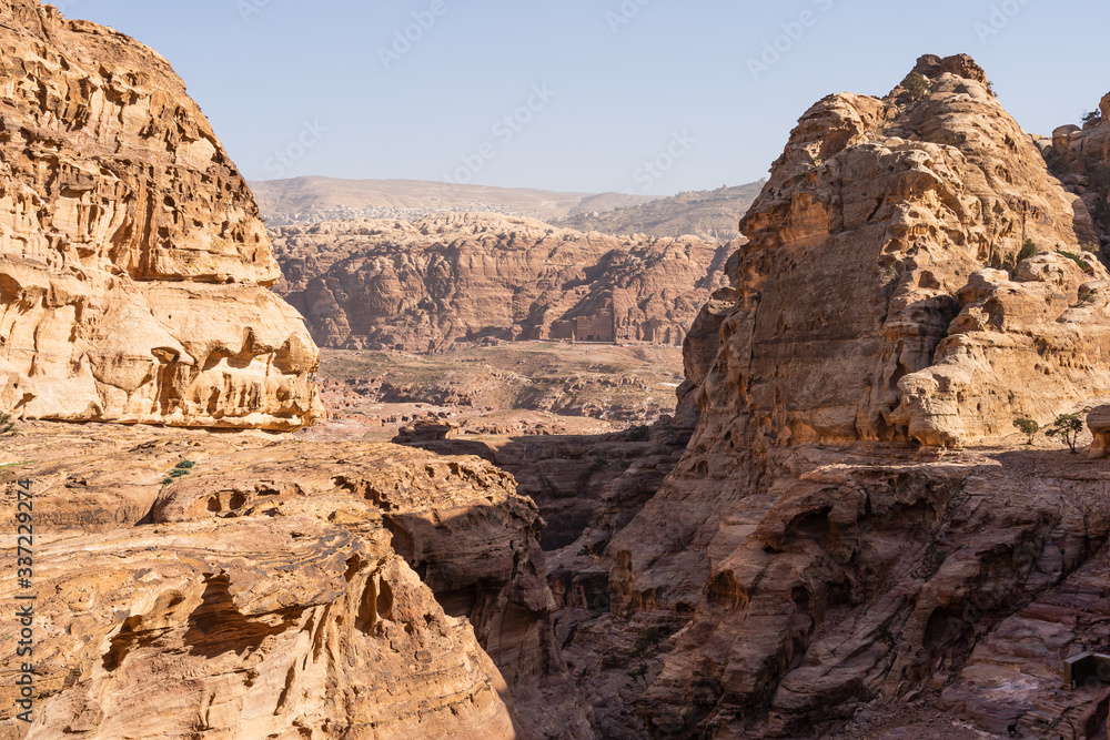 Landscape of mountain in Petra ruin and ancient city in Wadi Musa Jordan, Arab