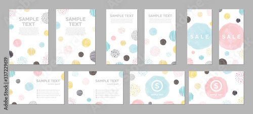 Cute geometric banner set. Backgrounds for business card, poster, banner or flyer. Vector.  かわいい幾何学パターンセット
