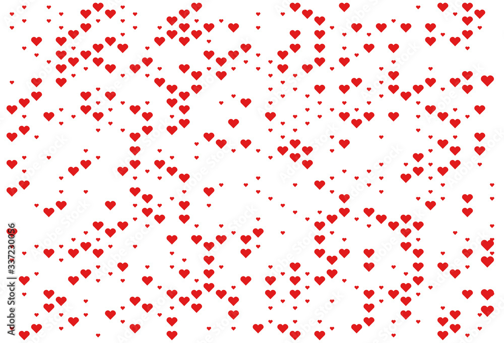 Randomly scattered red heart vector, Love heart vector, Color illustration for or wedding invitation background party design, Vector illustration.