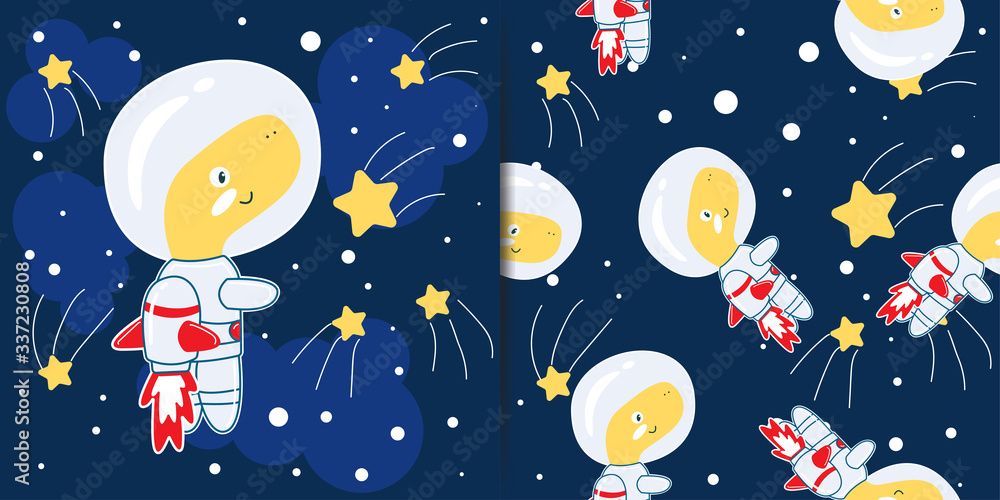 dino astronaut seamless pattern ready to print