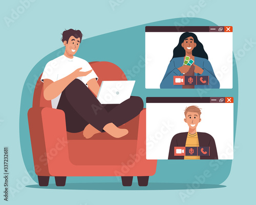 Business team having video conference