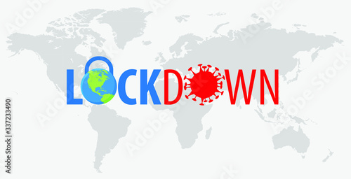 lockdown letter logo, social distance, world lockdown, vector illustration