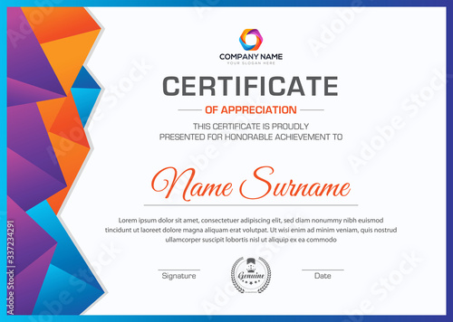 New creative and trendy multipurpose certificate template design for every sectors