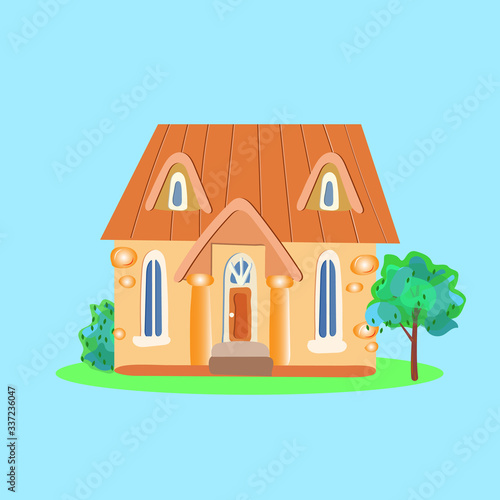 Fantasy house for fairy-tale characters in the style cartoons, vector illustration