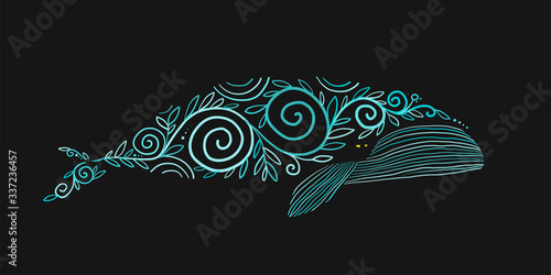 Wild Whale with Ethnic Ornaments