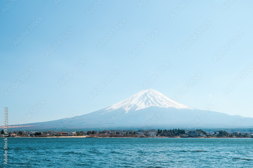 Landscape View Of Mount Fuji at Lake kawaguchiko in Yamanashi near Tokyo, Japan
