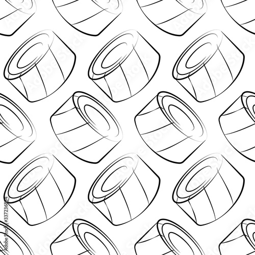 Vector seamless pattern with rolls, sushi. Beautiful food design elements. Linear texture.