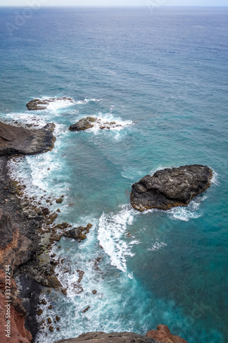 Cliffs and ocean aerial view in Santo Antao island, Cape Verde