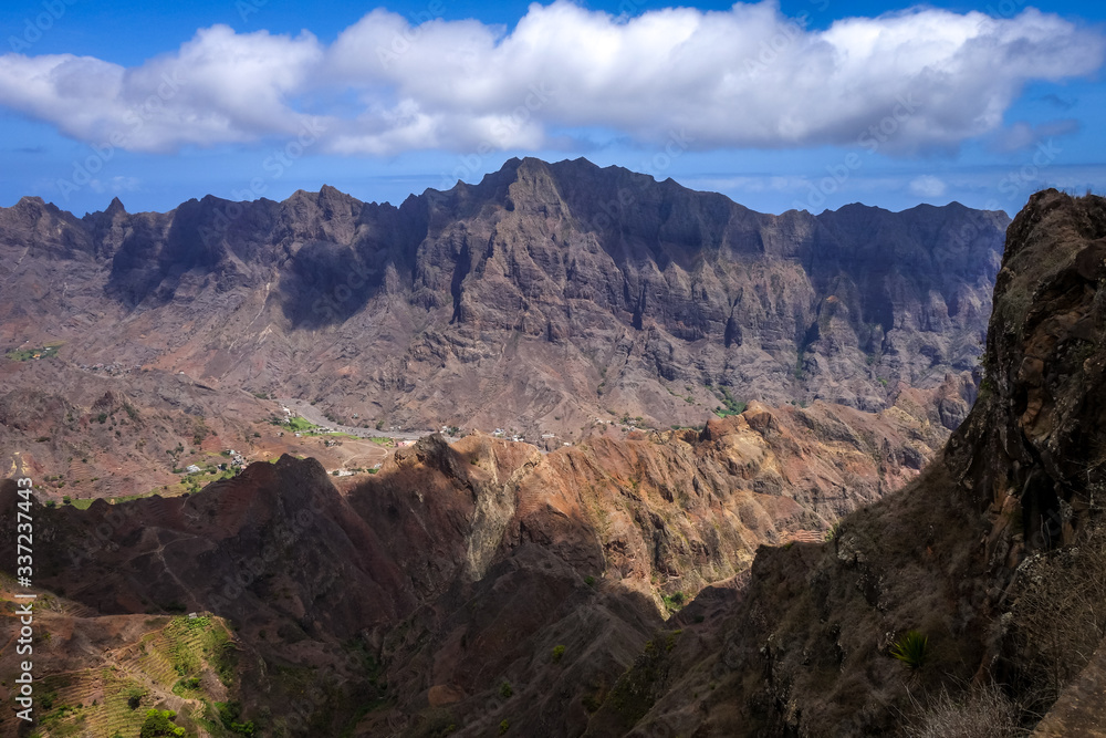 Mountains landscape panoramic view in Santo Antao island, Cape Verde