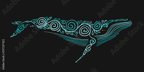 Wild Whale with Ethnic Ornaments