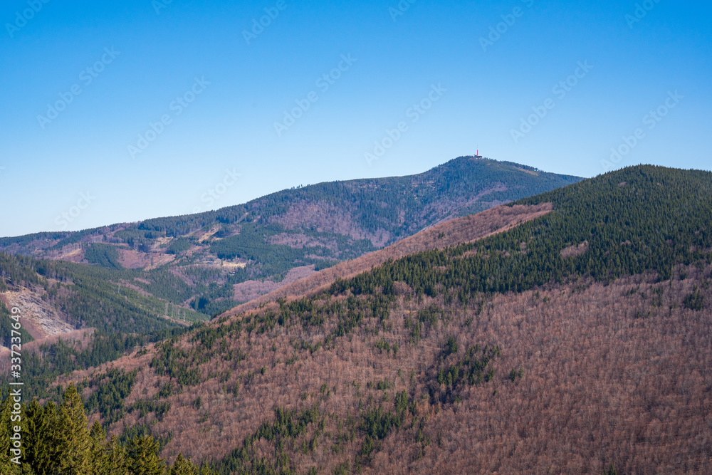 View of Lysa hora in Beskydy Mountains, Czech Beskydy Mountains View of Lysa hora in Beskydy Mountains, Czech Beskydy Mountains