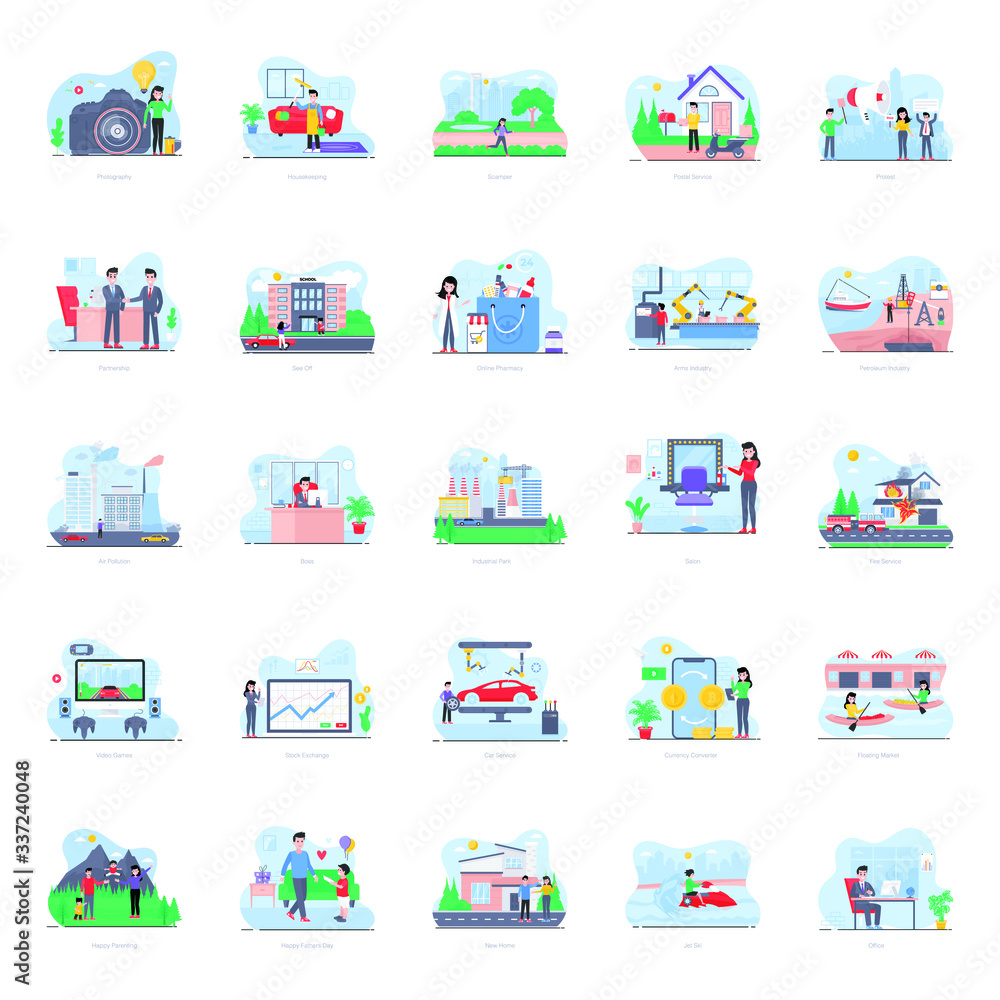 People Creative Illustrations in Flat Style People Creative Illustrations in Flat Style