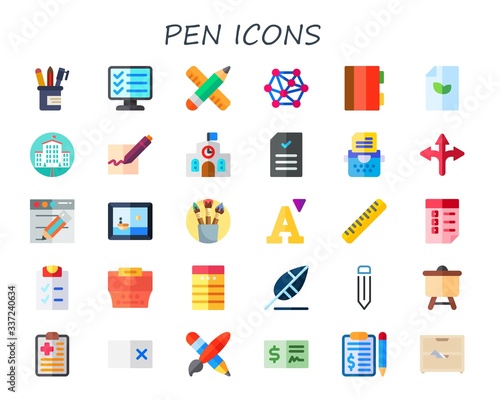 Modern Simple Set of pen Vector flat Icons