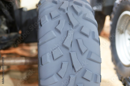a car tire with a small cracks