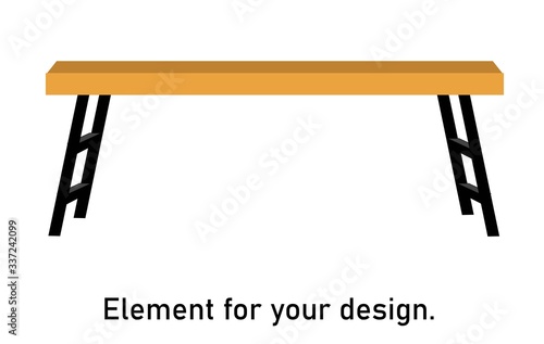 Work desk isolated on a white background. Vector illustration. Interior items. Furniture.
