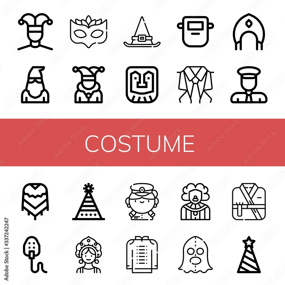 costume simple icons set costume simple icons set