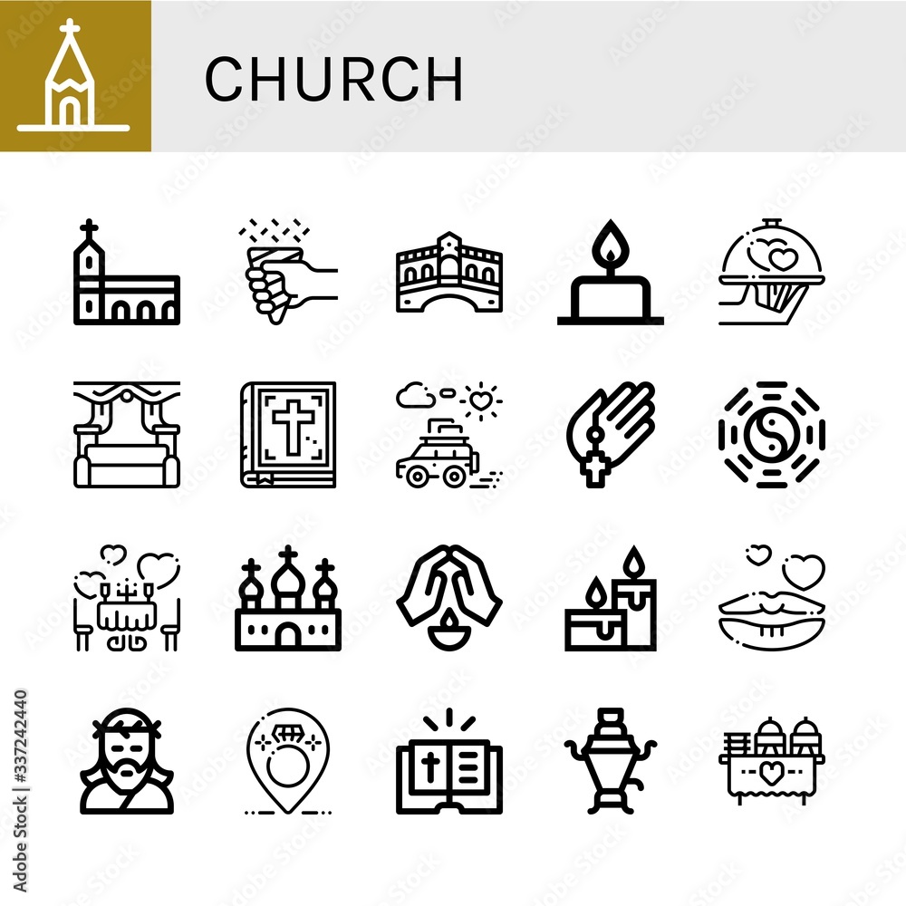 Fototapeta premium church simple icons set