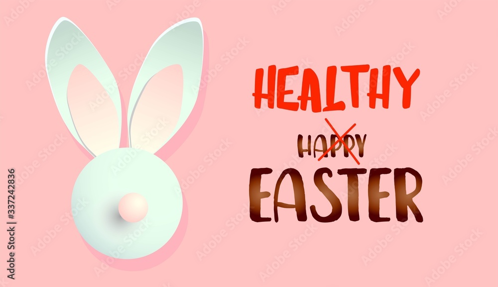 Easter card Healthy Easter. The rabbit in the mask.. Easter card Healthy Easter. The rabbit in the mask..