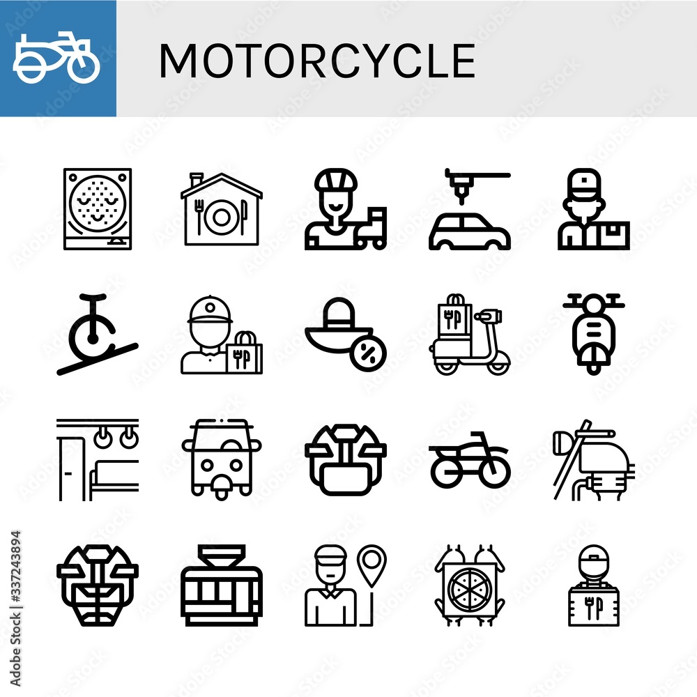 Set of motorcycle icons Set of motorcycle icons