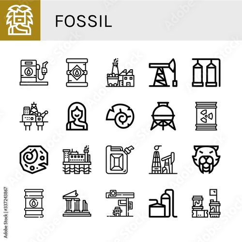 Set of fossil icons