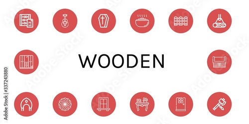wooden icon set