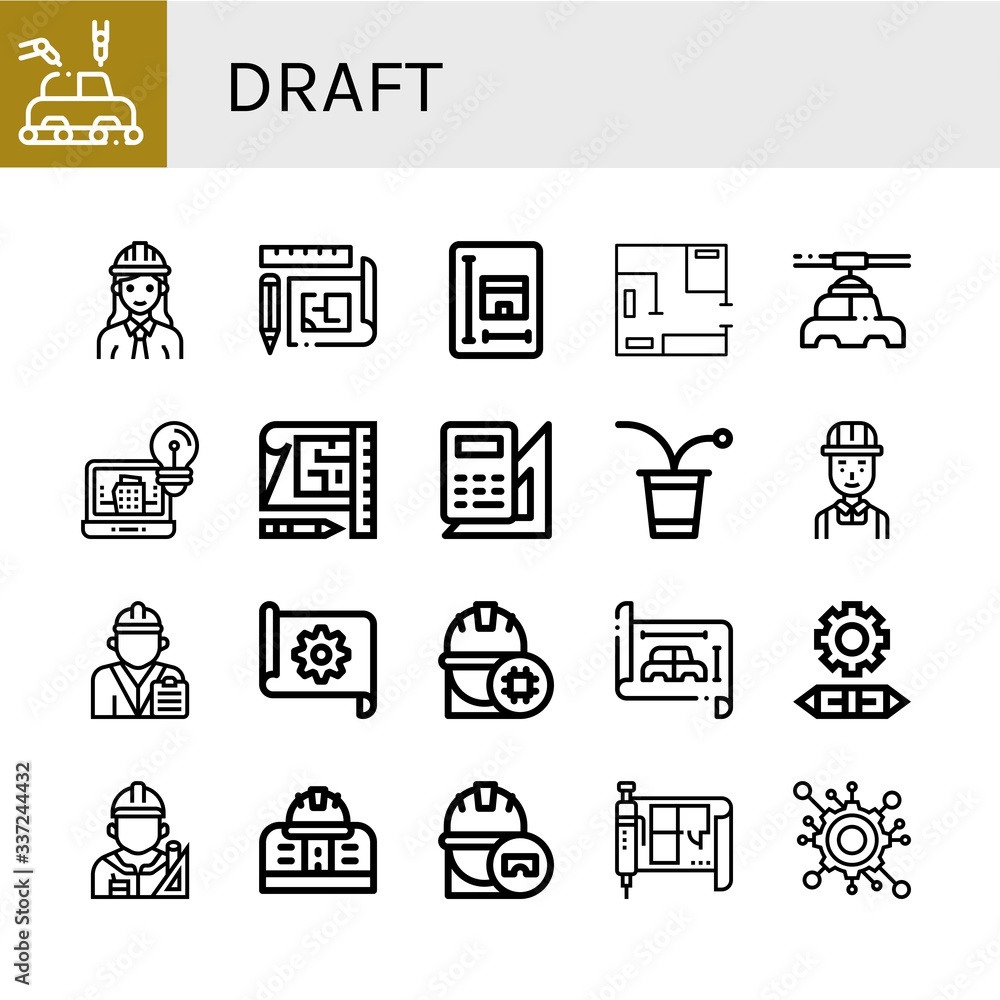 draft simple icons set draft simple icons set