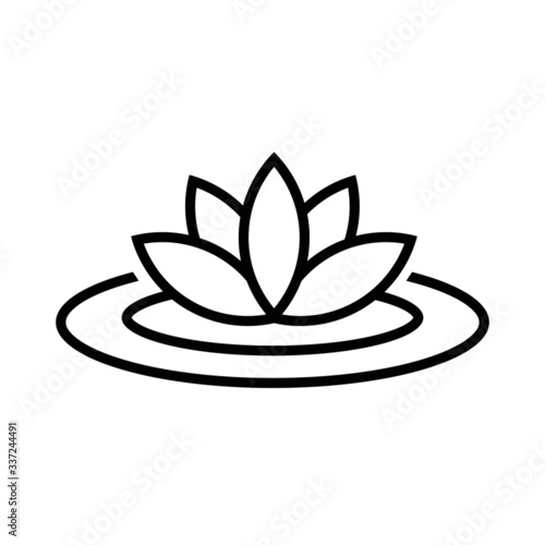 Vector flat style illustration of Lotus flower floating in the water - simple line icon isolated on white background