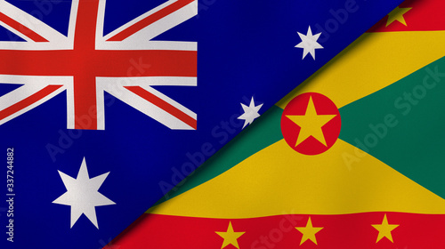 The flags of Australia and Grenada. News, reportage, business background. 3d illustration photo