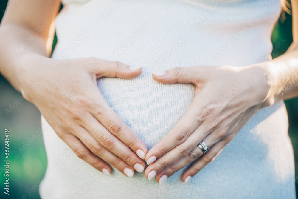 pregnant woman holding hands. Heart. pregnant woman holding hands. Heart.