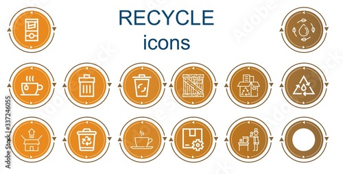 Editable 14 recycle icons for web and mobile