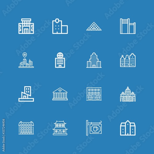 Editable 16 town icons for web and mobile