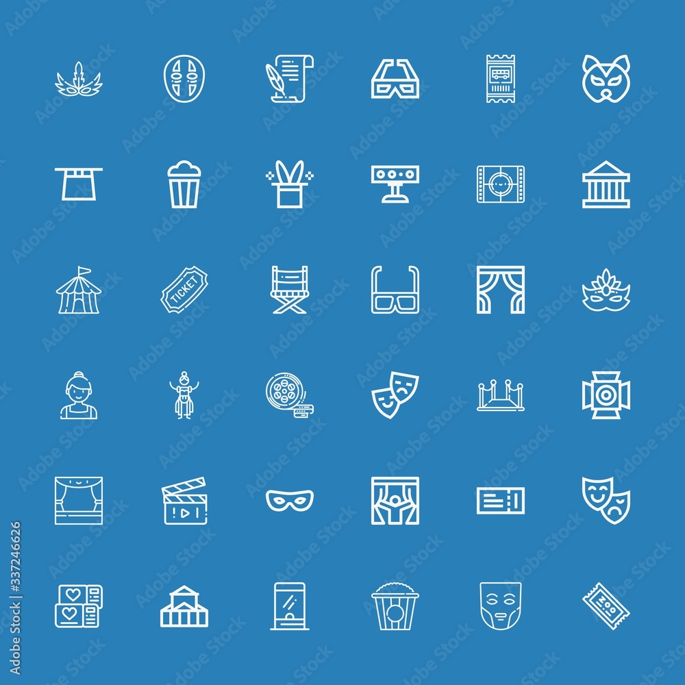 Editable 36 theater icons for web and mobile Editable 36 theater icons for web and mobile