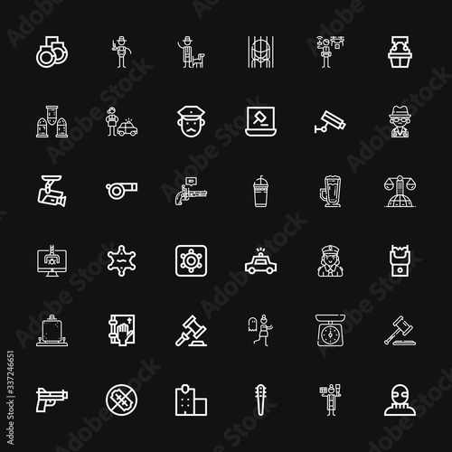 Editable 36 crime icons for web and mobile