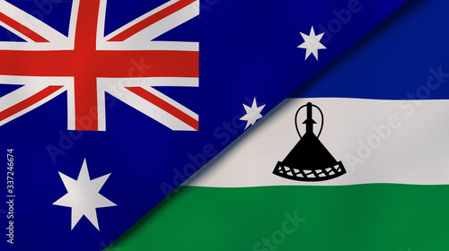 The flags of Australia and Lesotho. News, reportage, business background. 3d illustration photo
