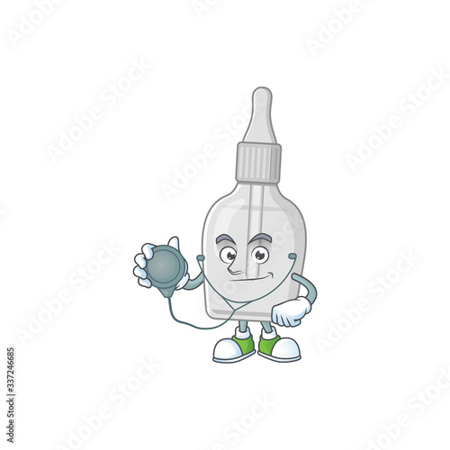 A dedicated Doctor bottle with pipette Cartoon character with stethoscope