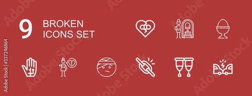 Editable 9 broken icons for web and mobile