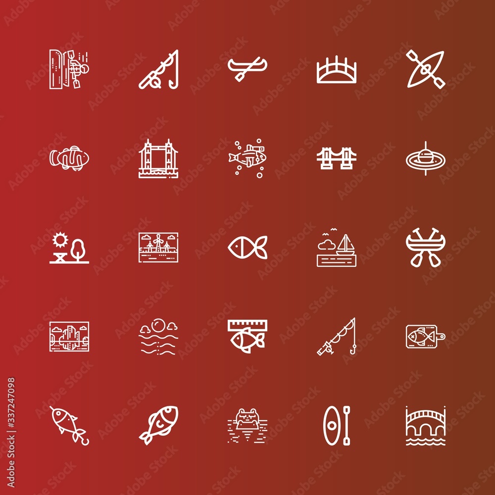 Fototapeta premium Editable 25 river icons for web and mobile