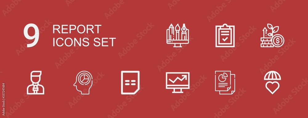 Editable 9 report icons for web and mobile Editable 9 report icons for web and mobile