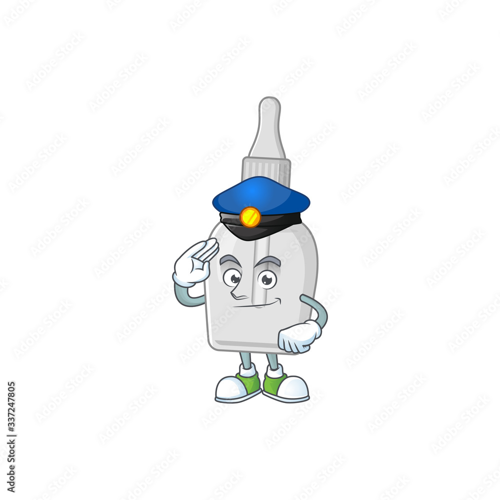A dedicated Police officer of bottle with pipette mascot design style