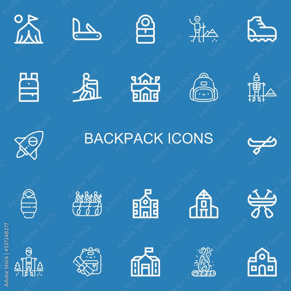 Editable 22 backpack icons for web and mobile